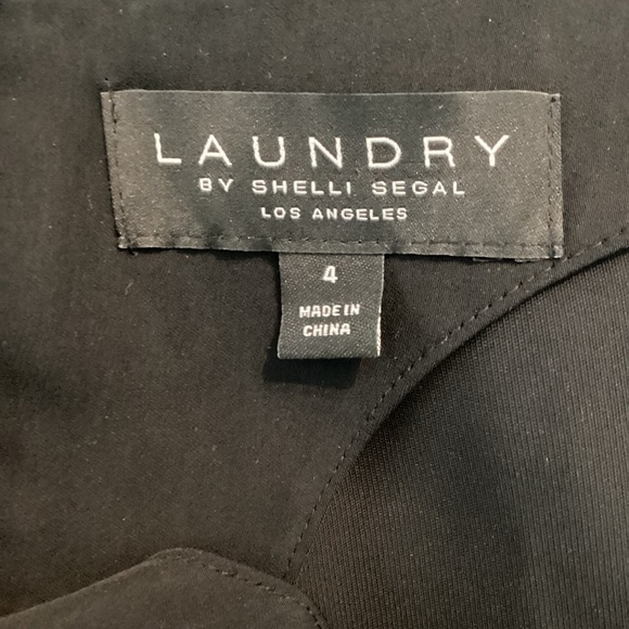 Laundry by Shelli Segal Black High-Low Ruffle Hem Belted Dress Size 4 - Picture 6 of 7